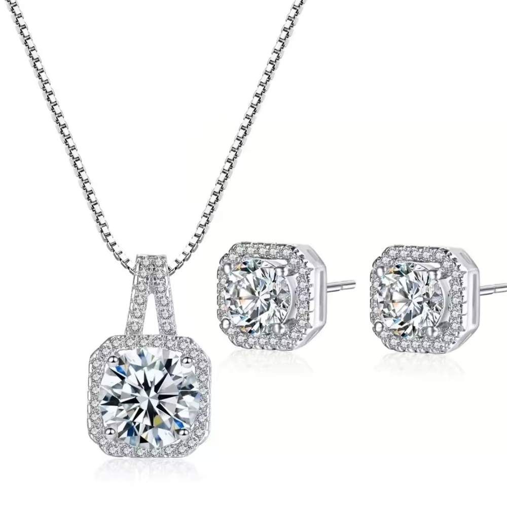 Dazzling Silver Necklace and Earring Set